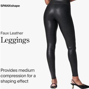 SPANX Faux Leather Leggings-Size Medium-Black
